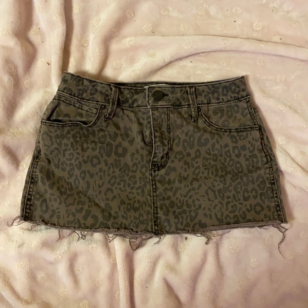 Cheetah Print Mini Jean Skirt by Mudd